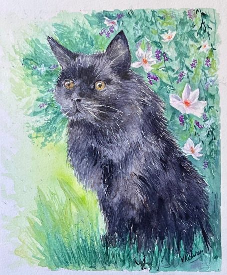 chat peint à l'aquarelle portrait peint de chat